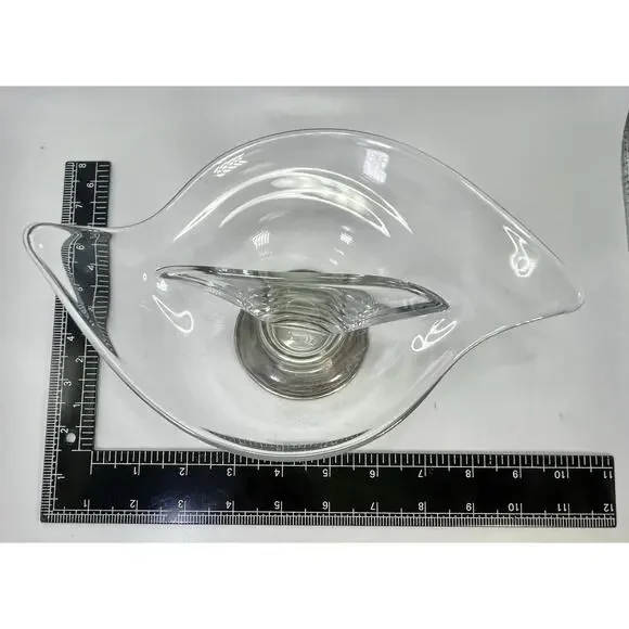 VTG Frank M Whiting Clear Glass Curved Candy Dish 925 Sterling Silver Base MCM - Picture 11 of 11